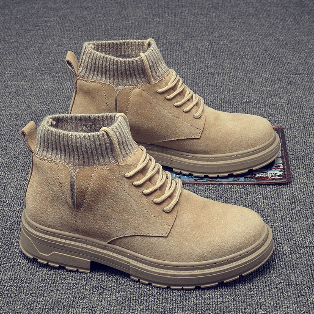 Men's High Top Shoes Leather Casual Martin Boots Autumn Trendy Shoes