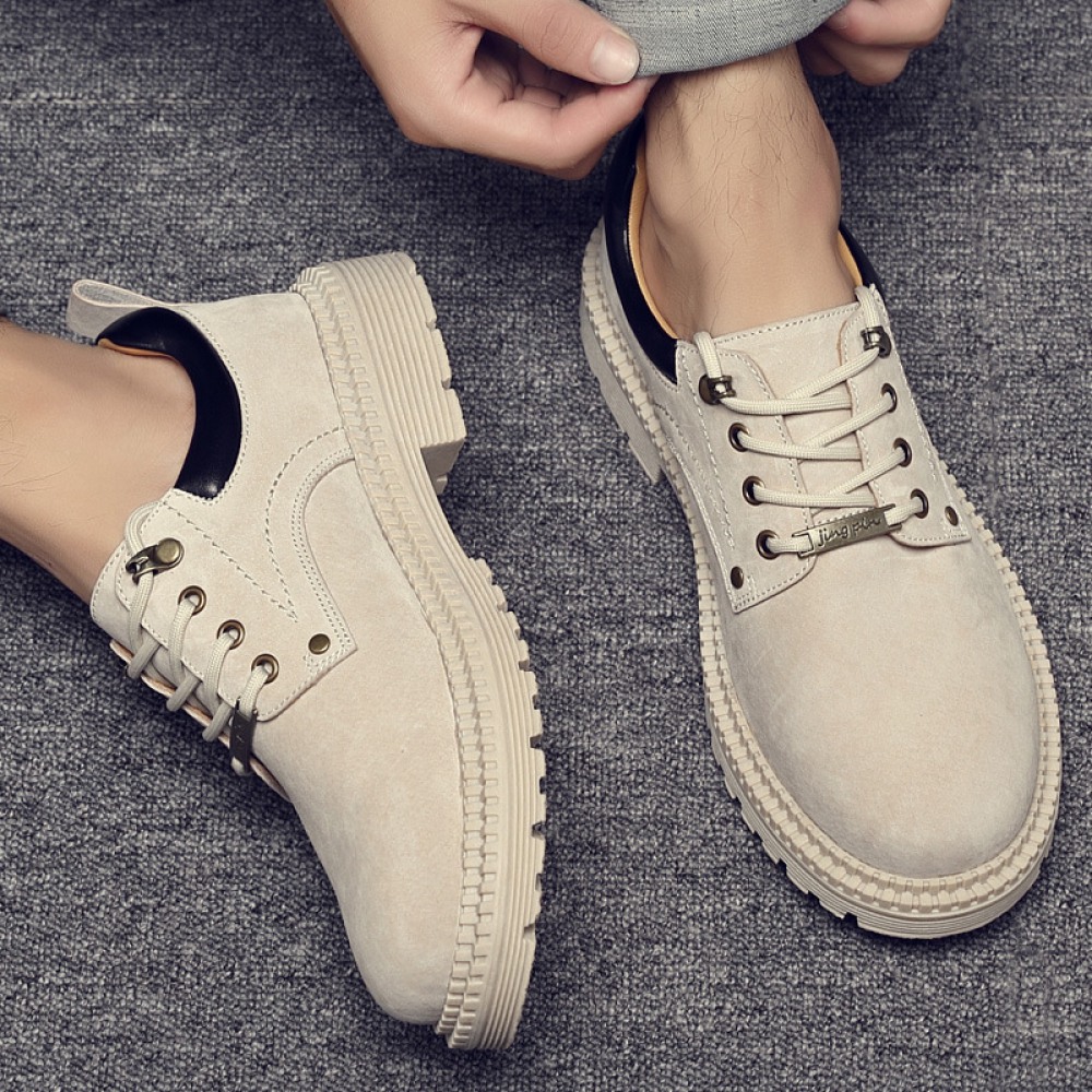 Autumn Men's Leather Boots Big Toe Leather Shoes Trend Low-Cut Casual Boots