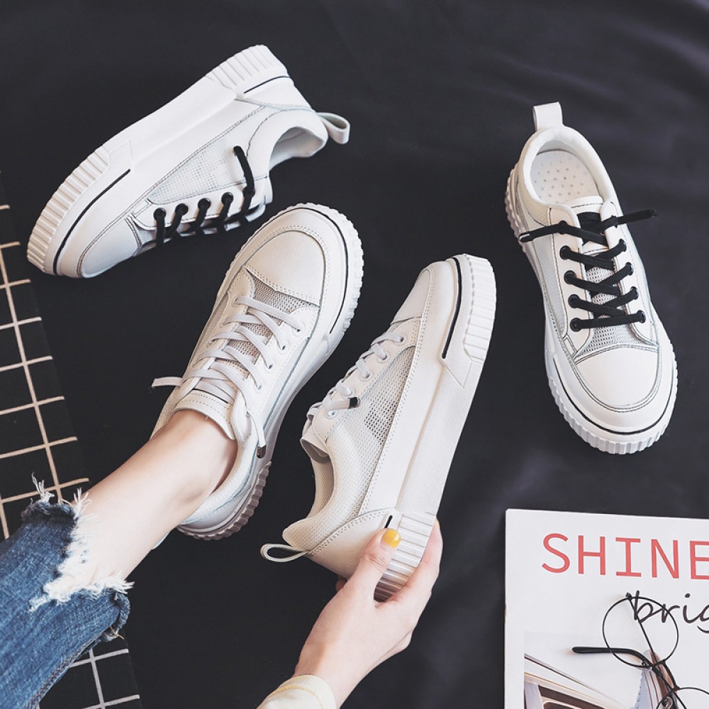 Breathable White Women Summer Net Shoes Students Running Casual Shoes