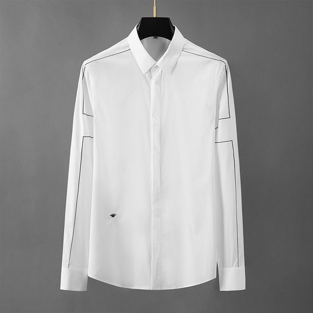 Men's Long-Sleeved Creative Shirt Casual No-Iron Embroidery Long-Sleeved Shirt
