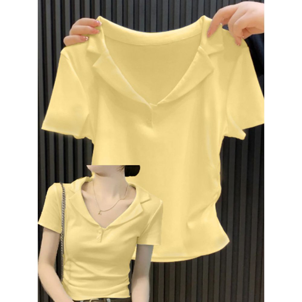 Polo Lapel Short-Sleeved T-Shirt Women