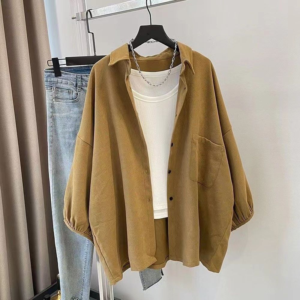 Casual Large Size Shirt Jacket Women Loose Slim Cardigan Shirt